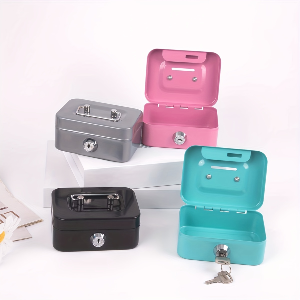

1 Creative Portable Piggy Bank With Key Storage Box For Coins With Lock And Coin Storage Box