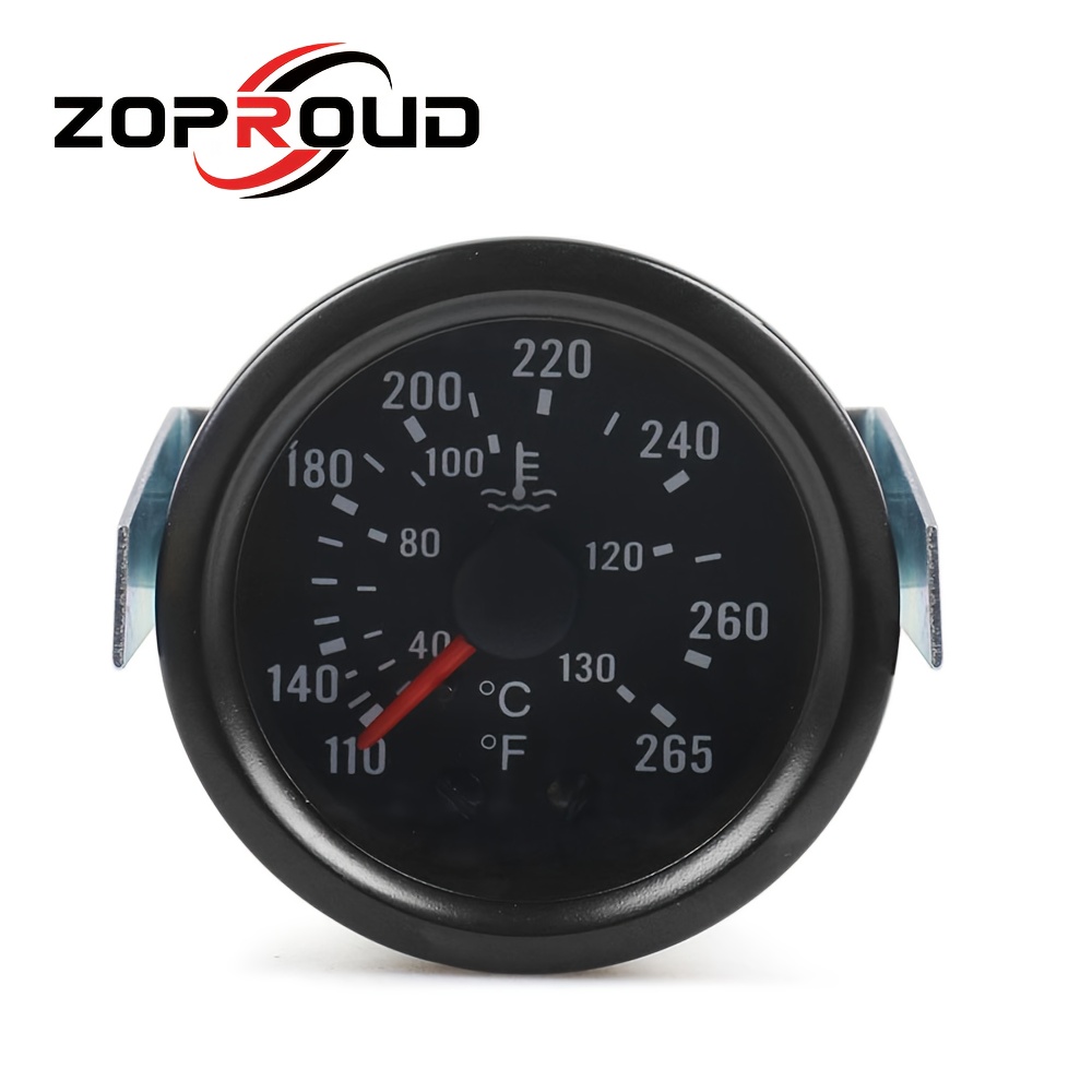 E-shop 2 Zoll 52mm Universal Mechanischer Direkt-Sensor Wassertemperaturmesser, Messbereich 110-265°F/40-130°C, Geeignet für Modifizierte Fahrzeuge,
