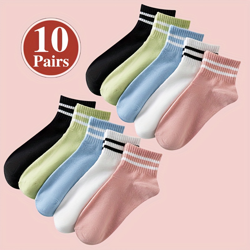 

10 Pairs Of Women's Summer Short Socks, Asian Style, Casual And Fashionable, All- Women's Socks, Back-to-, College Style, Sports Socks