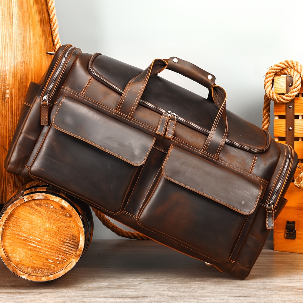 mens genuine leather tote bag adjustable shoulder Temu Canada