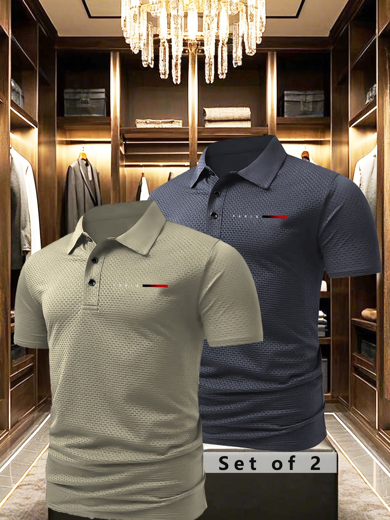 men's business casual shirt golf shirt collar t shirt fabric