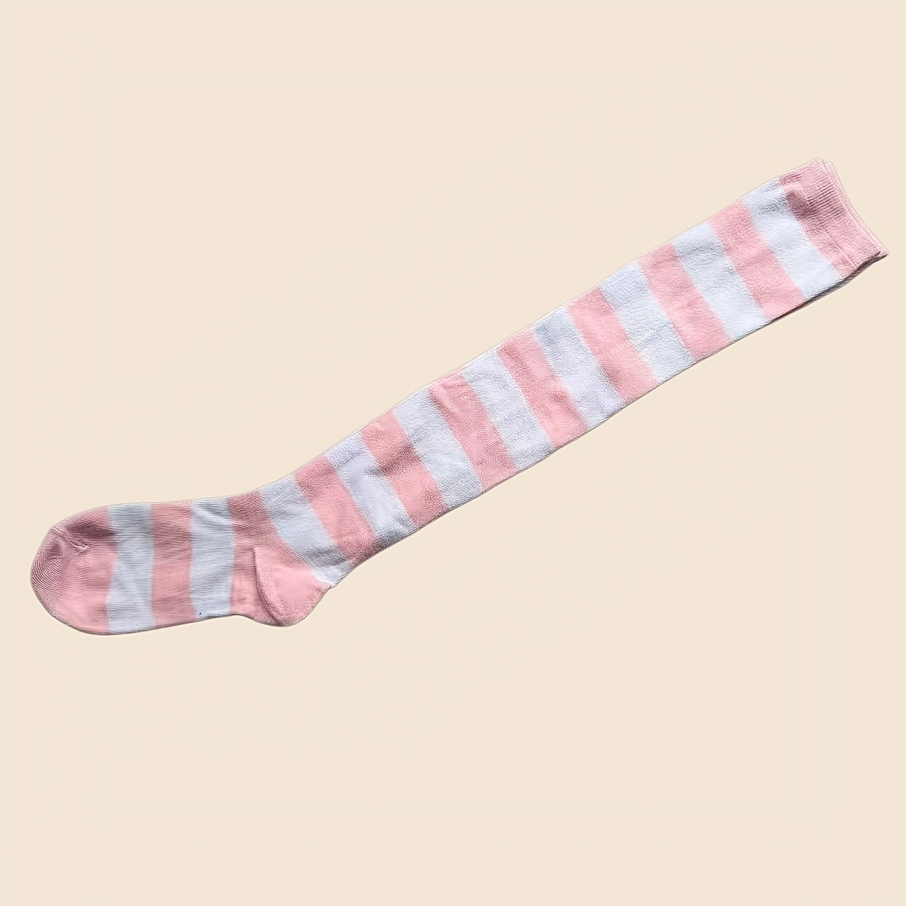 TEMU 1 Paire de Bas sur Cuisses pour Femme - Mi-Bas Élastiques Épais à Rayures Larges Adaptés JK Lolita, Cosplay, Tenues Gothiques, Fêtes à Thème,