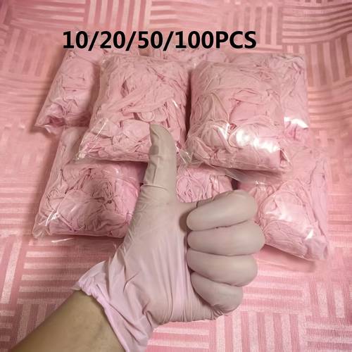 elementbilde 10/ /100 stk rosa engangshansker - pudderfrie, frysete fingertupper for - egnet for kjøkken, multifunksjonelt design, moterene rengjøringshansker