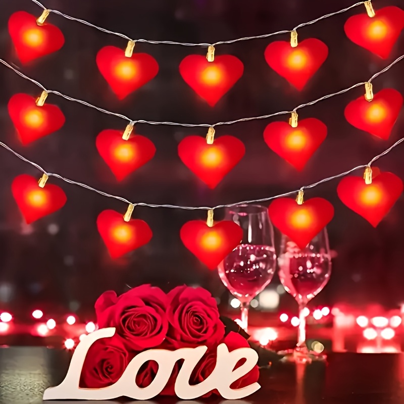 

1 Set Heart-shaped Led String Lights, Battery-powered, ≤36v, Romantic Bedroom Garden Wedding Party Room Decor, Christmas New Year Thanksgiving Birthday Gift, Holiday Decoration (battery Not Included)