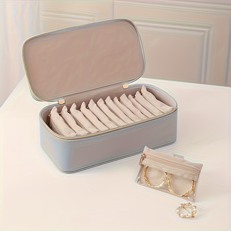  portable jewelry box large synthetic   leather organizer with transparent compartments for bracelets earrings necklaces more perfect gift for women home dorm travel ideal for christmas halloween back to birthdays labor day   jewelry boxes Product details 4