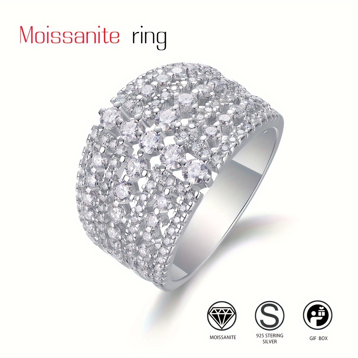 

1 Piece Of 925 Silver 2024 New High Quality Vvs/ Moissanite Women's Fashion Ring Suitable For Engagement, Wedding And , A Gift For Friends, , A Must-have Valentine's Day Gift For Fashion Parties