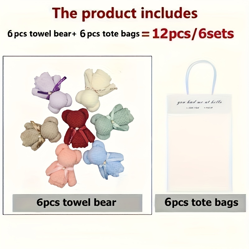 E-shop Ein Set aus 12 ultraweichen Korallenfleece-Bären-Reinigungstüchern mit einem transparenten Geschenkbeutel, hoch saugfähige und wiederverwendbare