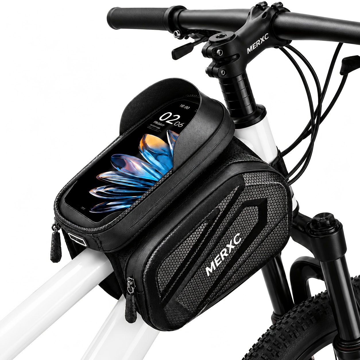 TEMU Multi-functional Bicycle Top Tube Bag, Double-layer Cycling Phone Pouch, Suitable For Mountain Bikes And Road Bikes, Mountain Bike Frame Bag,