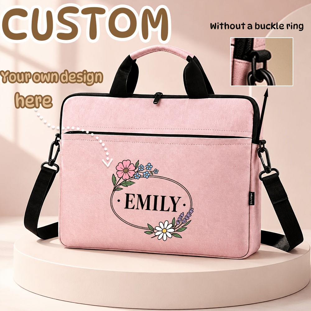 TEMU Customizable Name Spacious Lightweight Laptop Bag With Detachable And Adjustable Shoulder Strap, Ideal For Suitcase Packing, Daily Use, Travel,