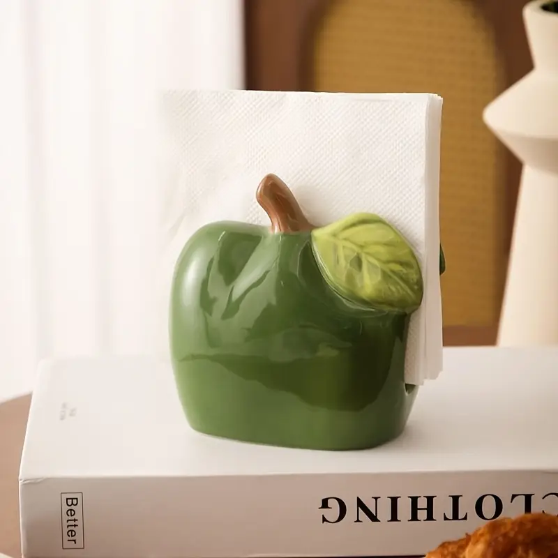 1pc ceramic shaped tissue box holder cute quirky red or green design with leaf accents oil rubbed durable rectangular home decor for living room kitchen office bathroom decor kitchen accessory design decorative ceramic office accessory fun accent handcrafted novelty accessory interior designers Product details 5