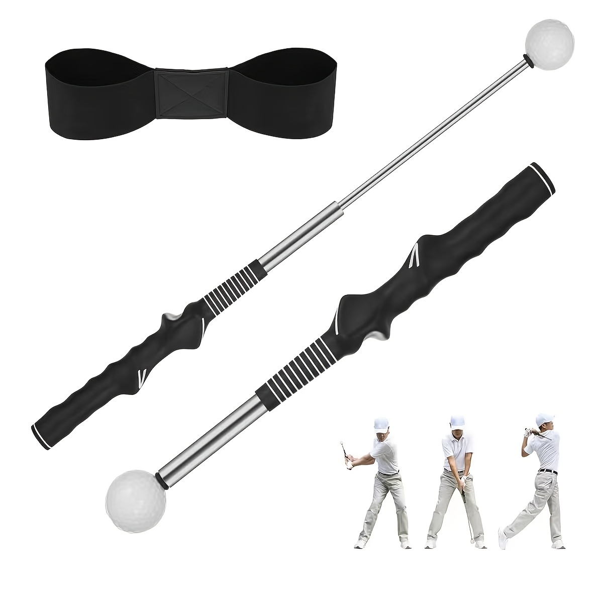 TEMU 1 Adjustable Golf Training Aid With Corrective Strap, Corrects Swing Posture - Provides Strength And Rhythm Training For Chip Shots - Used For
