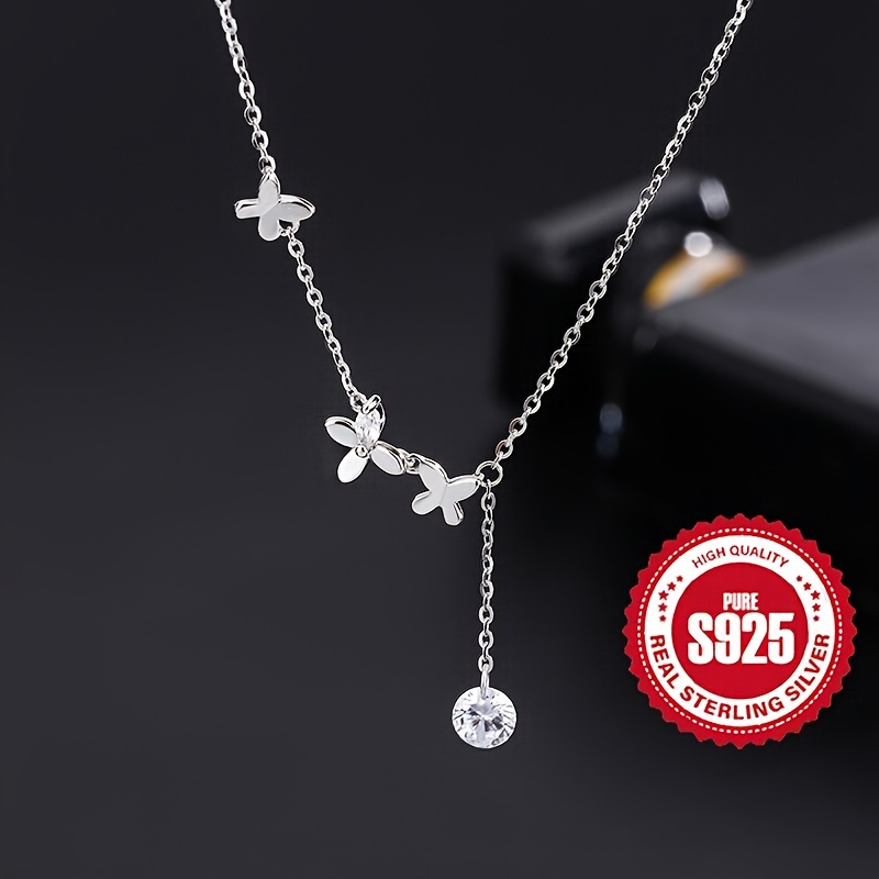 925 Sterling Silver Anklet with Three Butterfly Charms