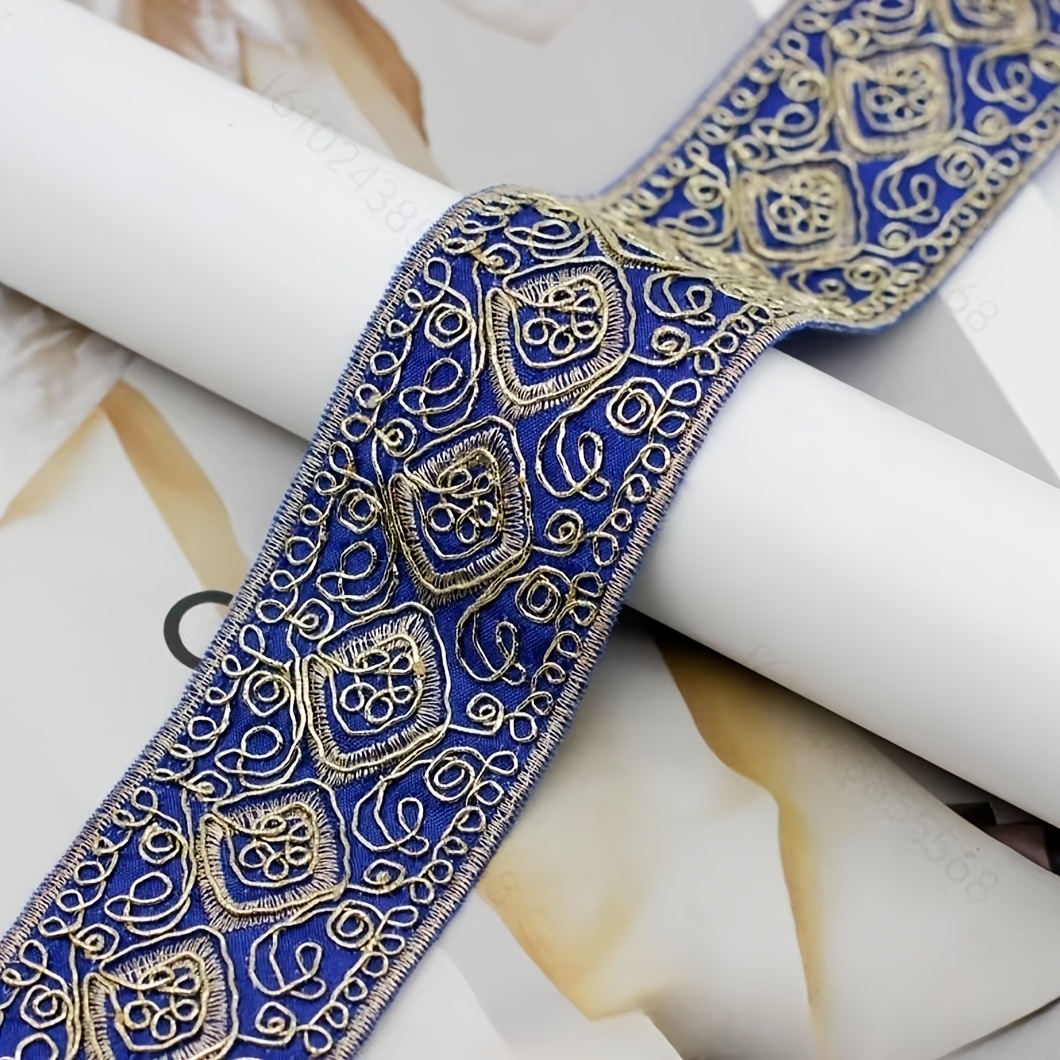 TEMU Retro Ethnic Style Embroidered Lace Fabric With Embroidery Clothing, Bags, Soft Furnishings, And Accessory Ribbon Materials