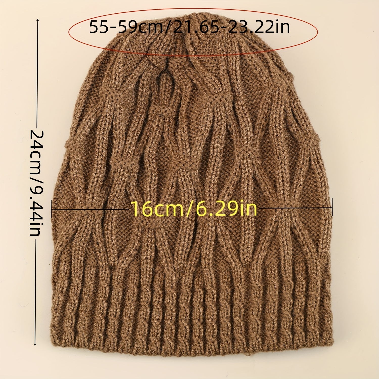 Unisex Single-Layer Cable Beanie, Windproof Ear-Protecting Hat