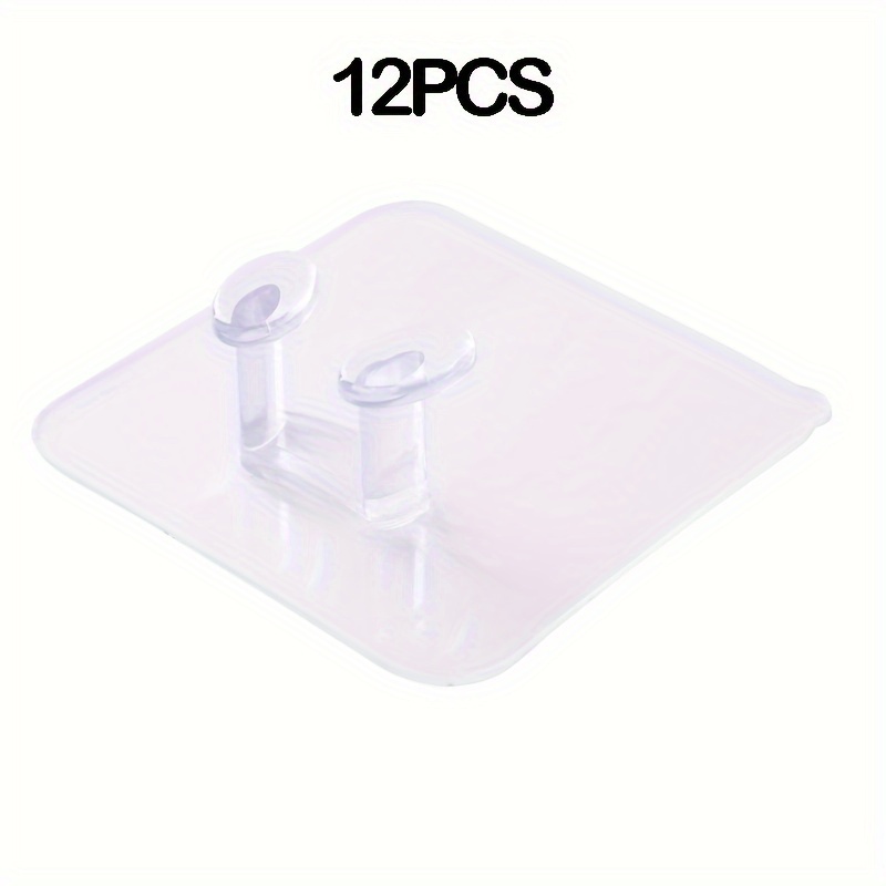 Pack Of 12 Transparent Power Plug Hooks, No Drilling Required, Adhesive Storage Hooks For Organizing Wires And Plugs, Utility Hooks