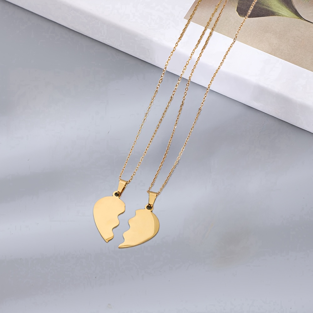 TEMU 2 Custom Couple Fashion Necklaces - Personalized Engraved Keepsake Photo, Supports Pictures, Text, Birthdays, Durable Waterproof Stainless - An