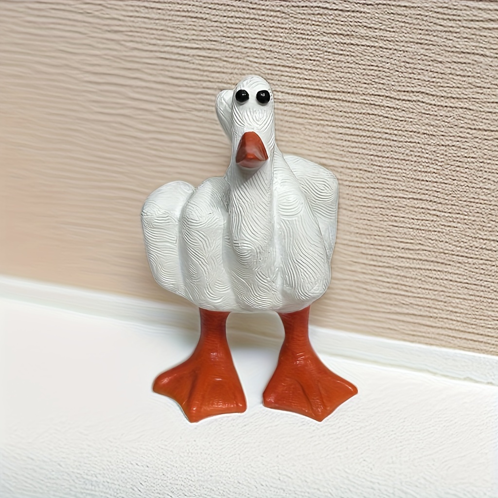 

Modern Resin Duck Statue With Hand Gesture Design For Valentine's Day, Tabletop Animal Themed Decorative Figurine, No Electricity Or Battery Needed