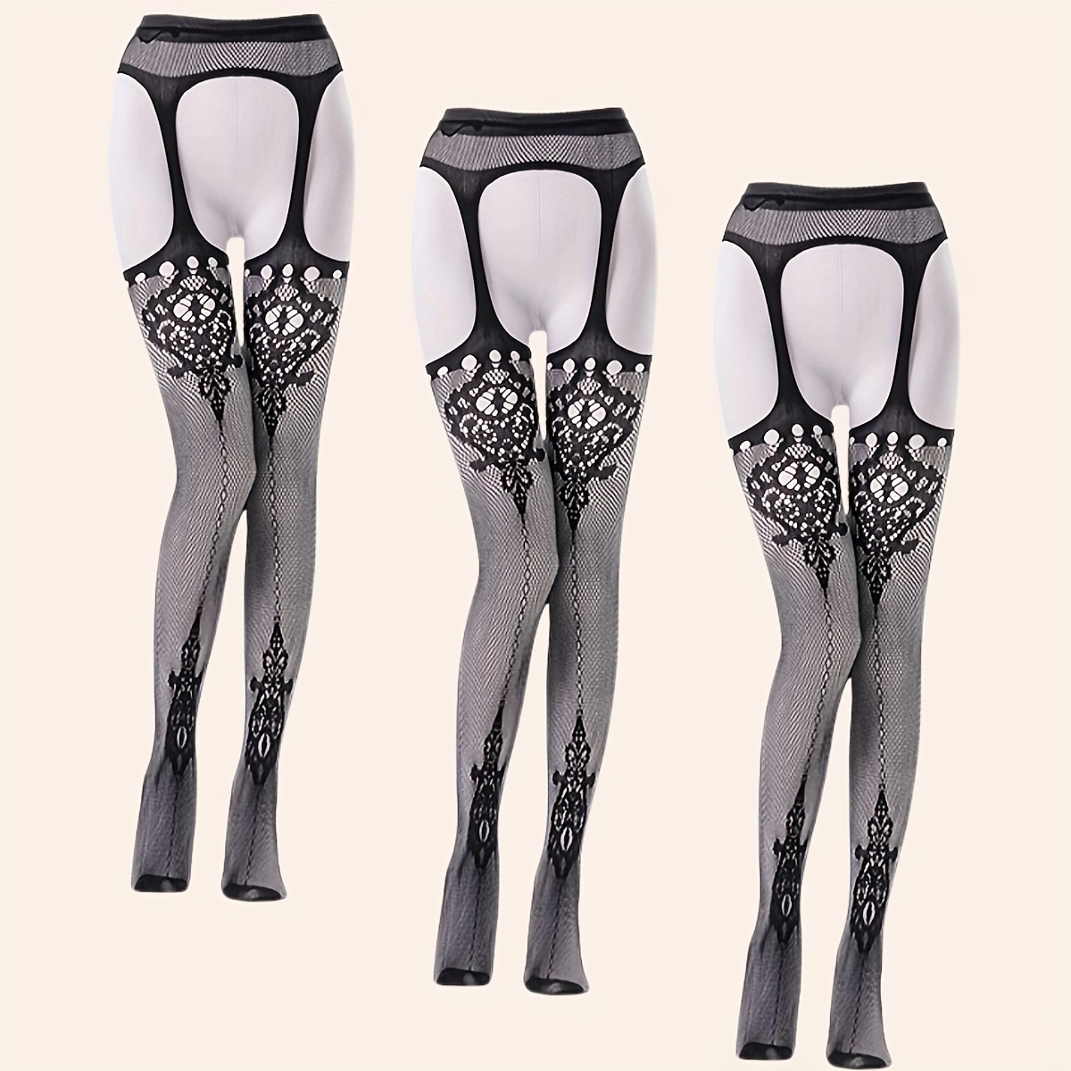 3pcs set plus size fishnet stockings garter belts exotic - Temu