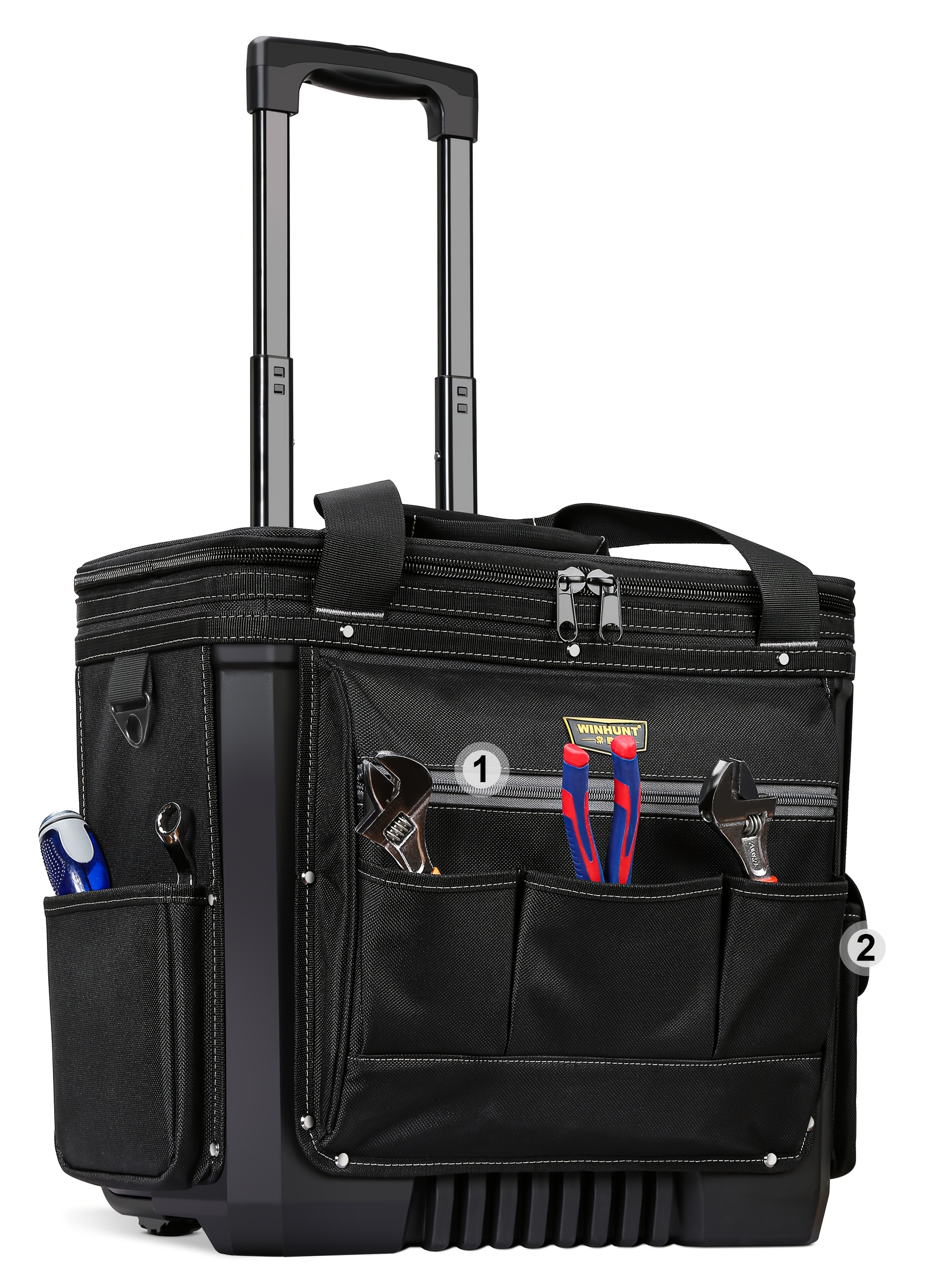 heavy duty 20 black rolling tool bag wheels telescoping - Temu, image size:800x1113