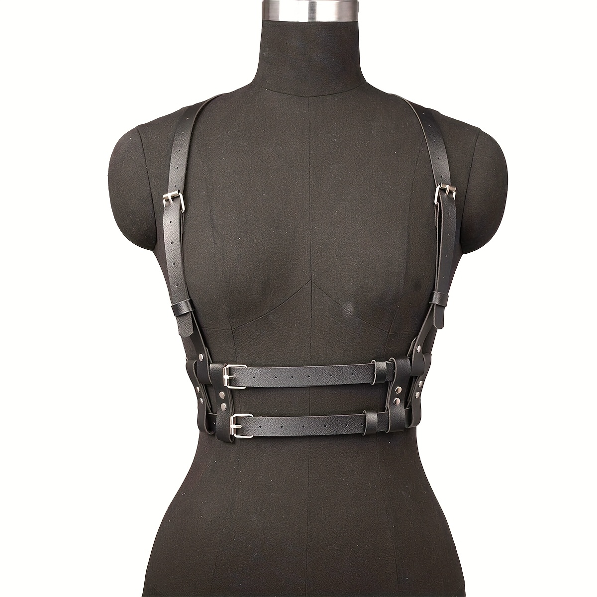 Punk Style Faux Leather Waist Harness Belt Adjustable Cincher Y2K Chic Women main image 4