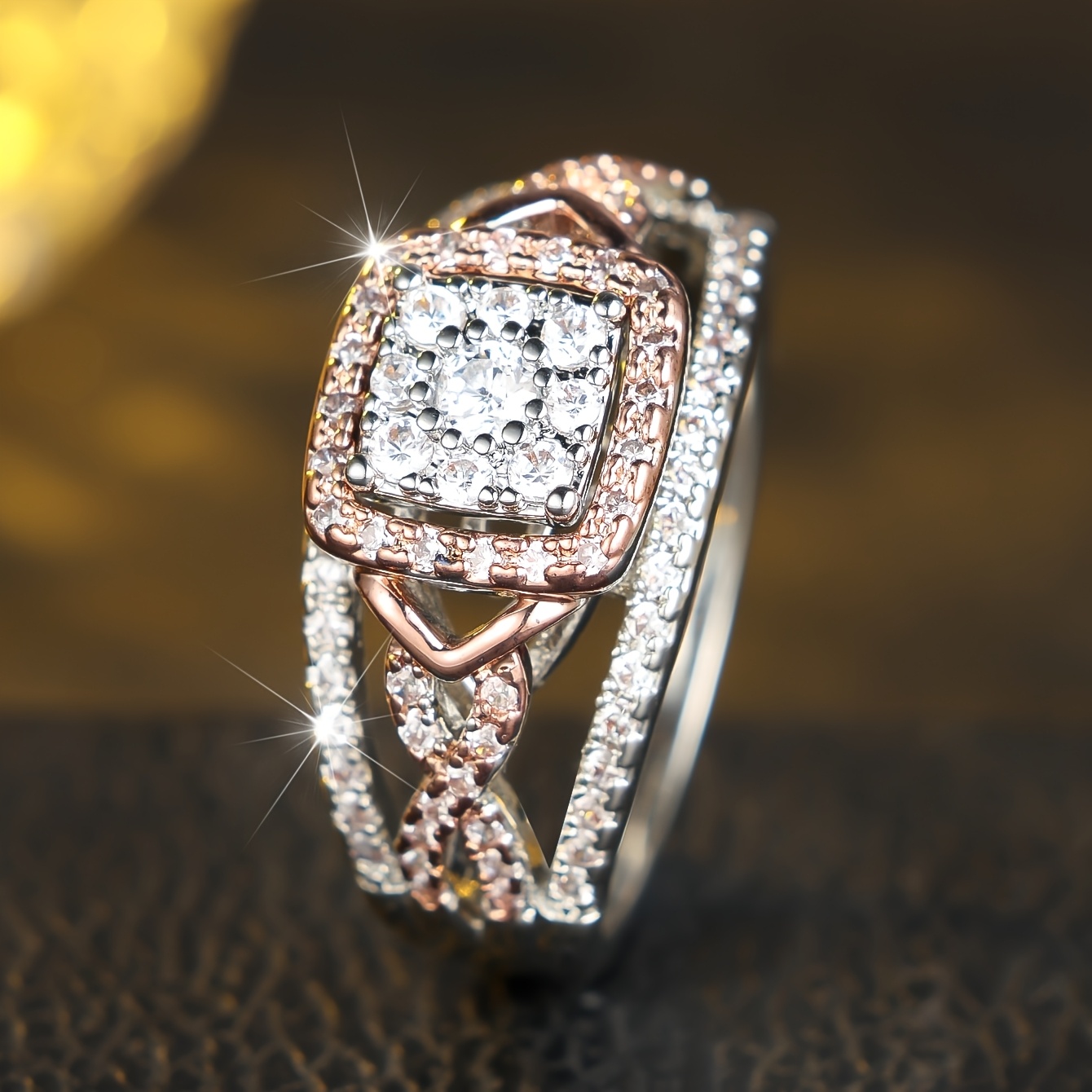 Silvery Geometric Synthetic Zirconia Women's Fashion Ring, Gift