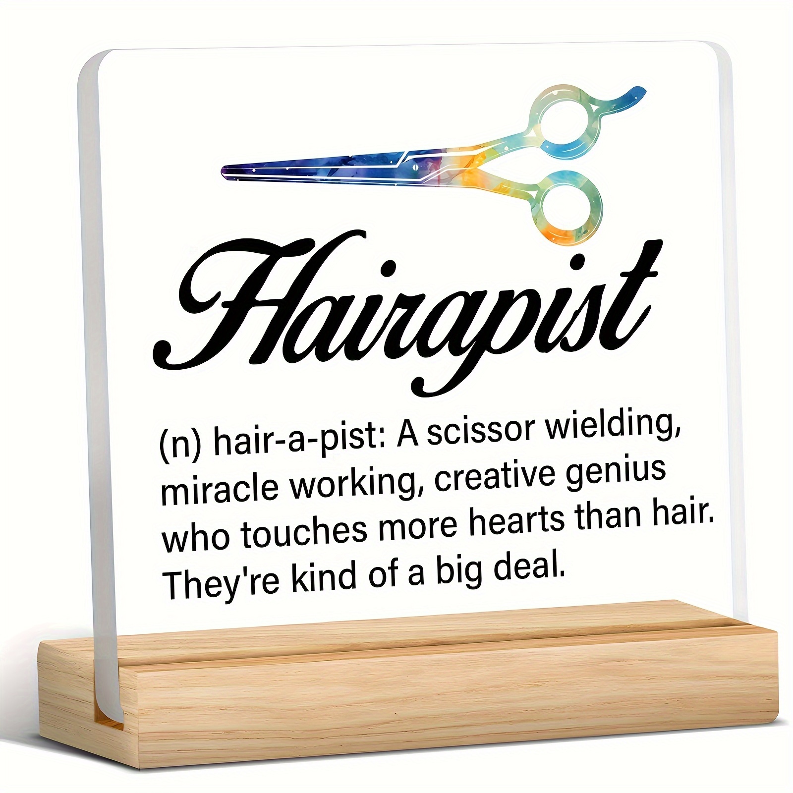 

Acrylic Desk Sign - Hair Stylist Appreciation Gift - Creative Scissor For Salon Professionals, Orientation - No Electricity Needed, Feather-free