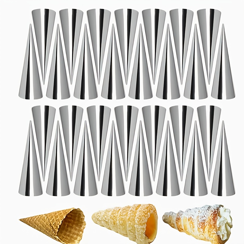 30pcs Flat Mouth Triangular Cone Danish Tubes Cream Horn Molds For Baking Conical Cannoli Tube Molds For Baking Cannoli Shaped Pastry Molds For Baking Croissants Cream Rolls