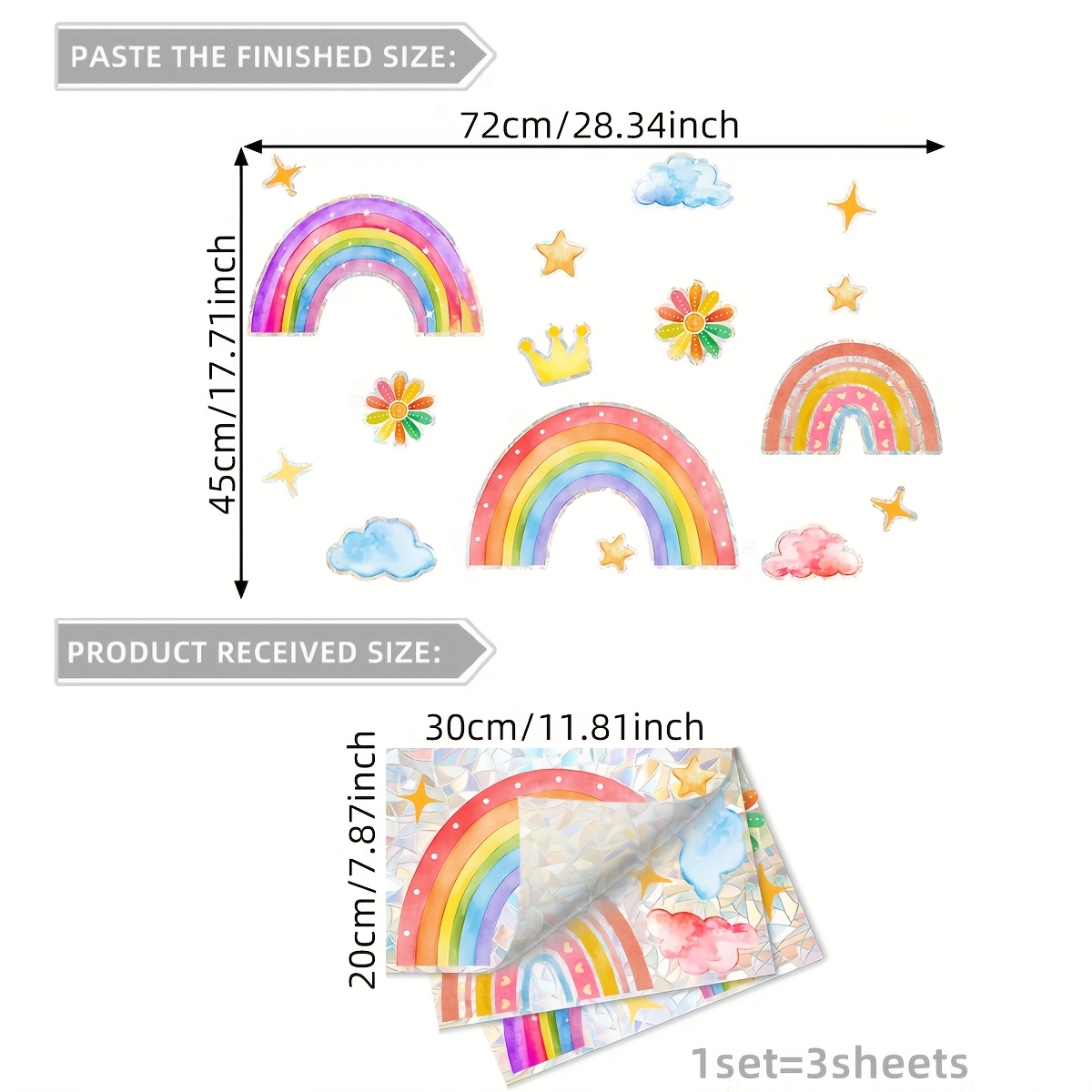 Image of Creative Crown Double-sided Glass Static Cling Stickers For Bedroom, Living Room, And Hallway Window Decoration Set Xc16003-yj