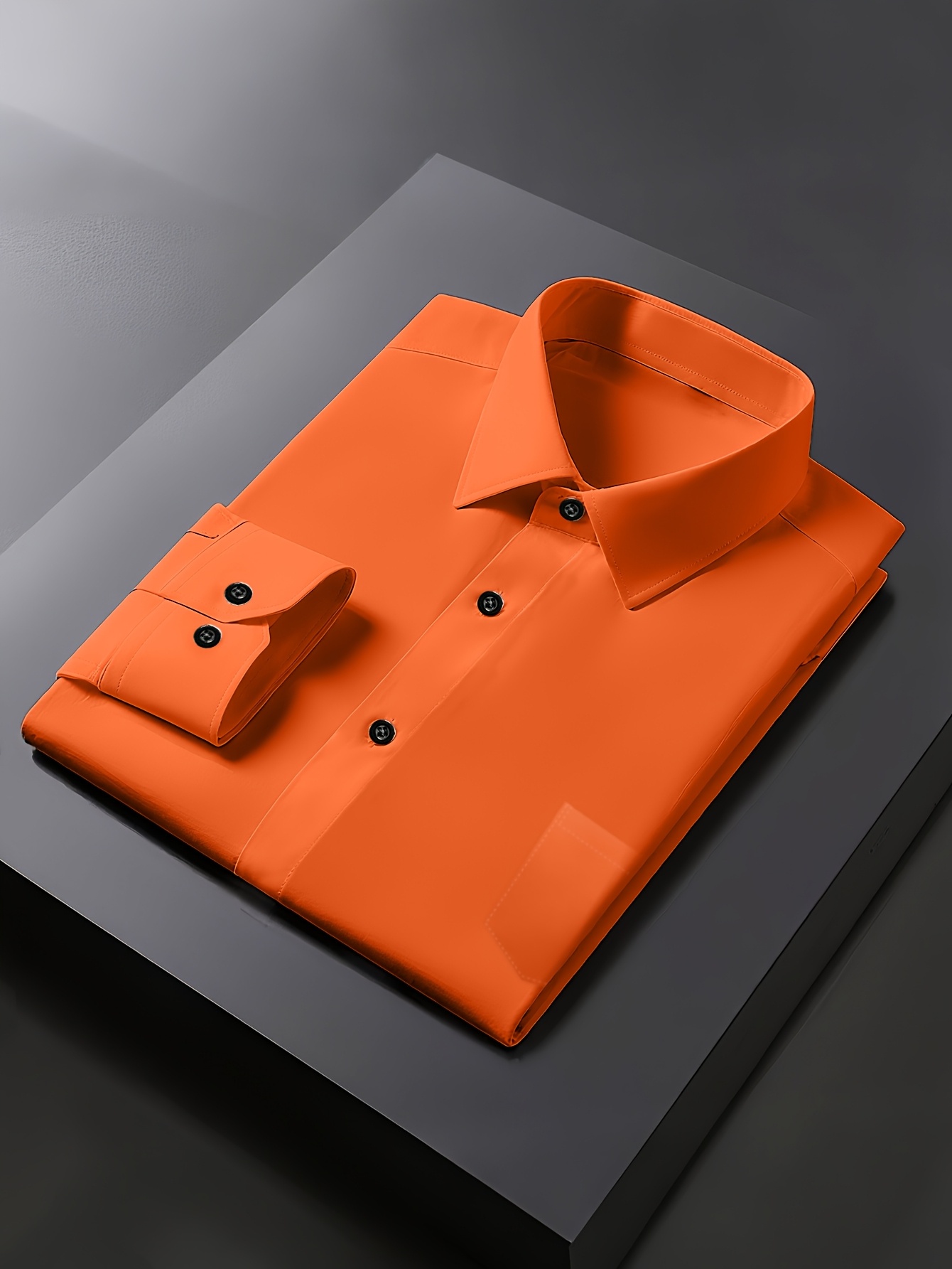 Camisa de hombre de manga larga, corte regular, casual, con botones y bolsillos, diseño elegante y cómodo, perfecta para el uso diario, modelo CS180. 64 metros Naranja
