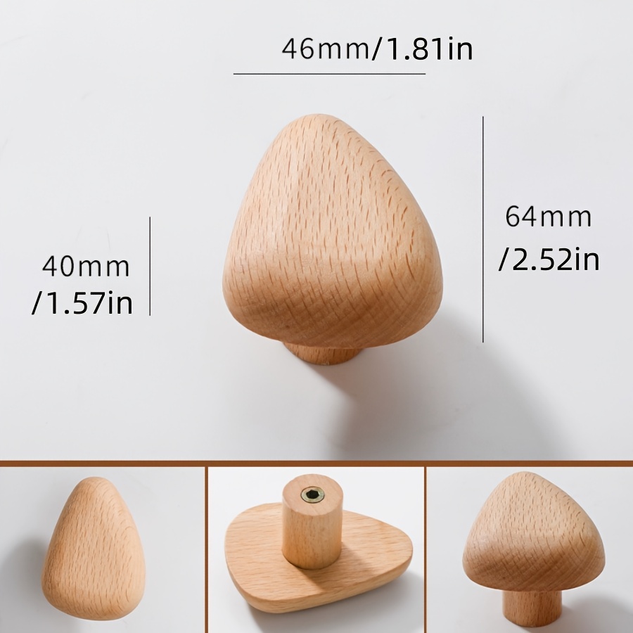Temu Nordic Style Wooden Cabinet Door Handle - Creative Cartoon Pebble Drawer Pull, Natural Wood Knob For Kids' Room Wardrobe Hardware, Oil-Rubbed-image