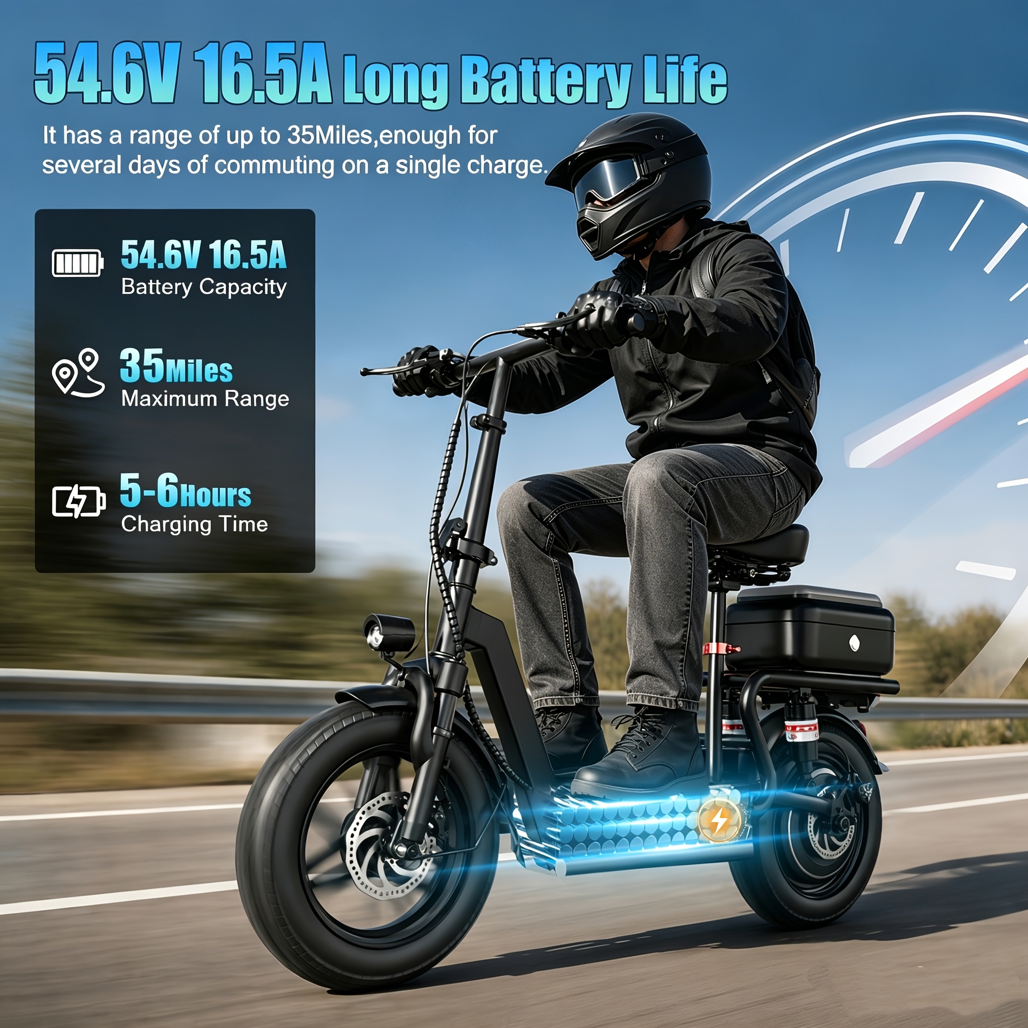 TEMU Commuter Electric Scooter With Seat, 54.6v 16.5ah Electric Scooter With Detachable Box, Shopping Cart And Grocery Cart And Cargo Scooter, Large