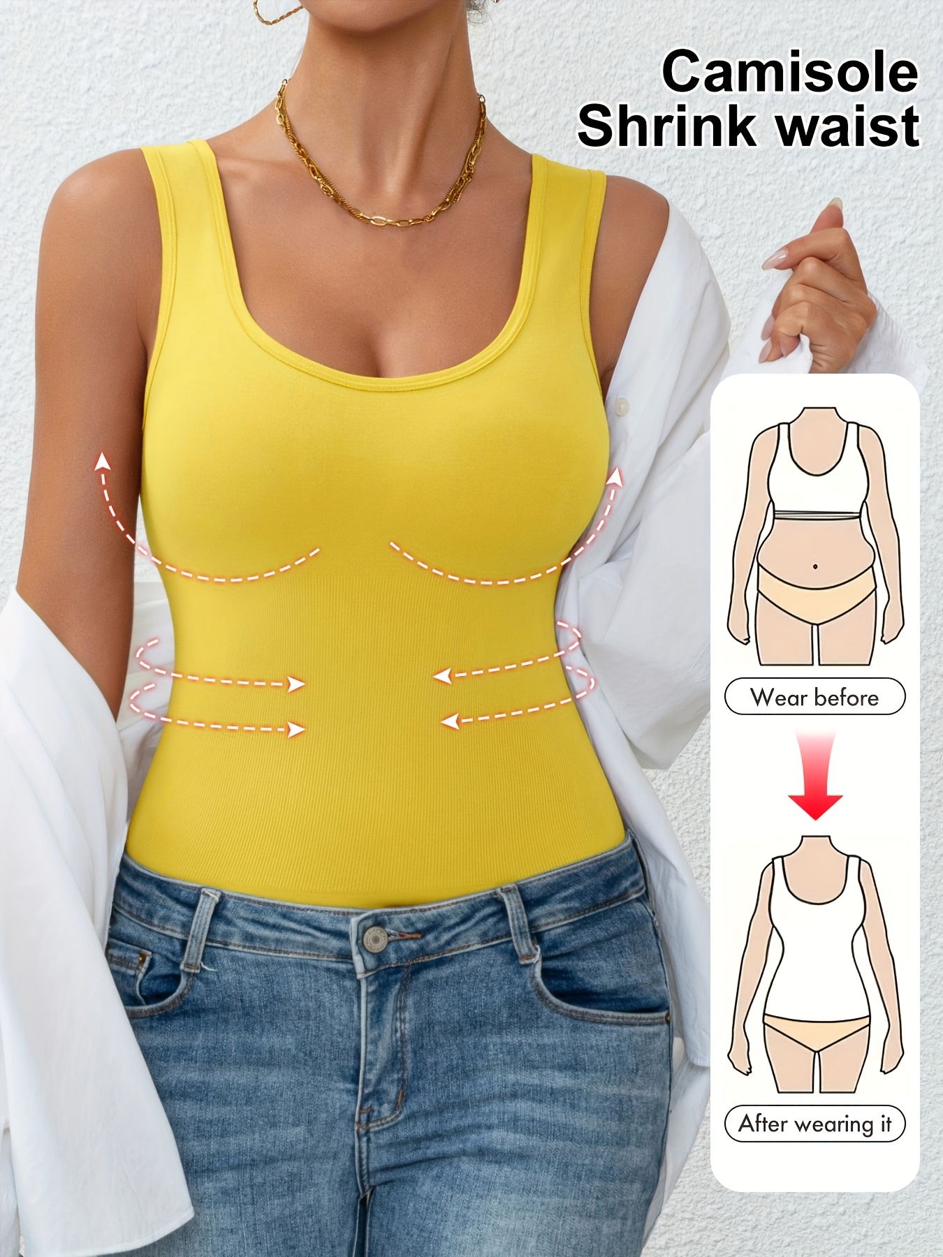 womens tummy control vest sleeveless comfortable base layer top with waist cinching body shaping sports bra