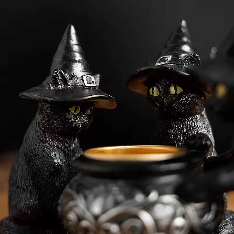 black cat incense holder resin ornament a unique decor piece suitable for and tea rooms durable and sturdy this festive incense holder is perfect for home decoration during holidays such as christmas Product details 7