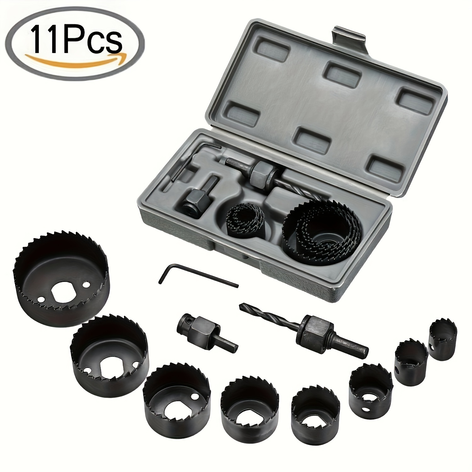 

11-piece Woodworking Kit, Carbon Steel Forstner Drill Bits, Round Shank Hole Cutter Set For Wood, Drywall, Pvc Plastic Circle Punch Drilling Tool