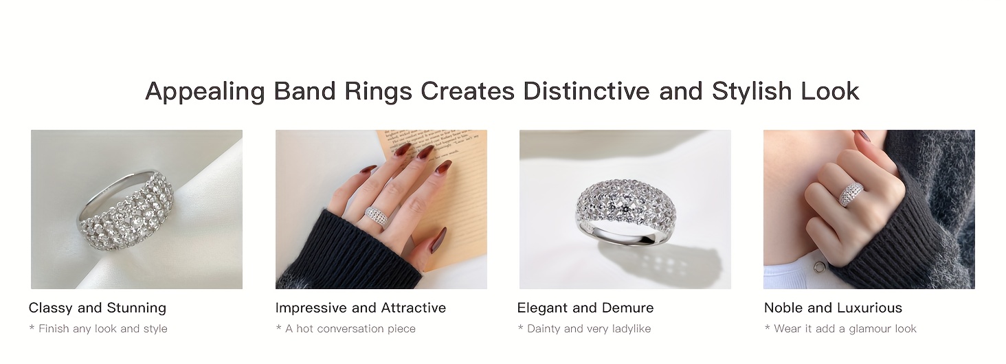 s925 sterling silvery wide version ladies ring   studded synthetic zirconia ring ladies stylish design high quality ring bead jewelry lovers day mothers day ramadan eid al fitr holiday gift gift box details 3