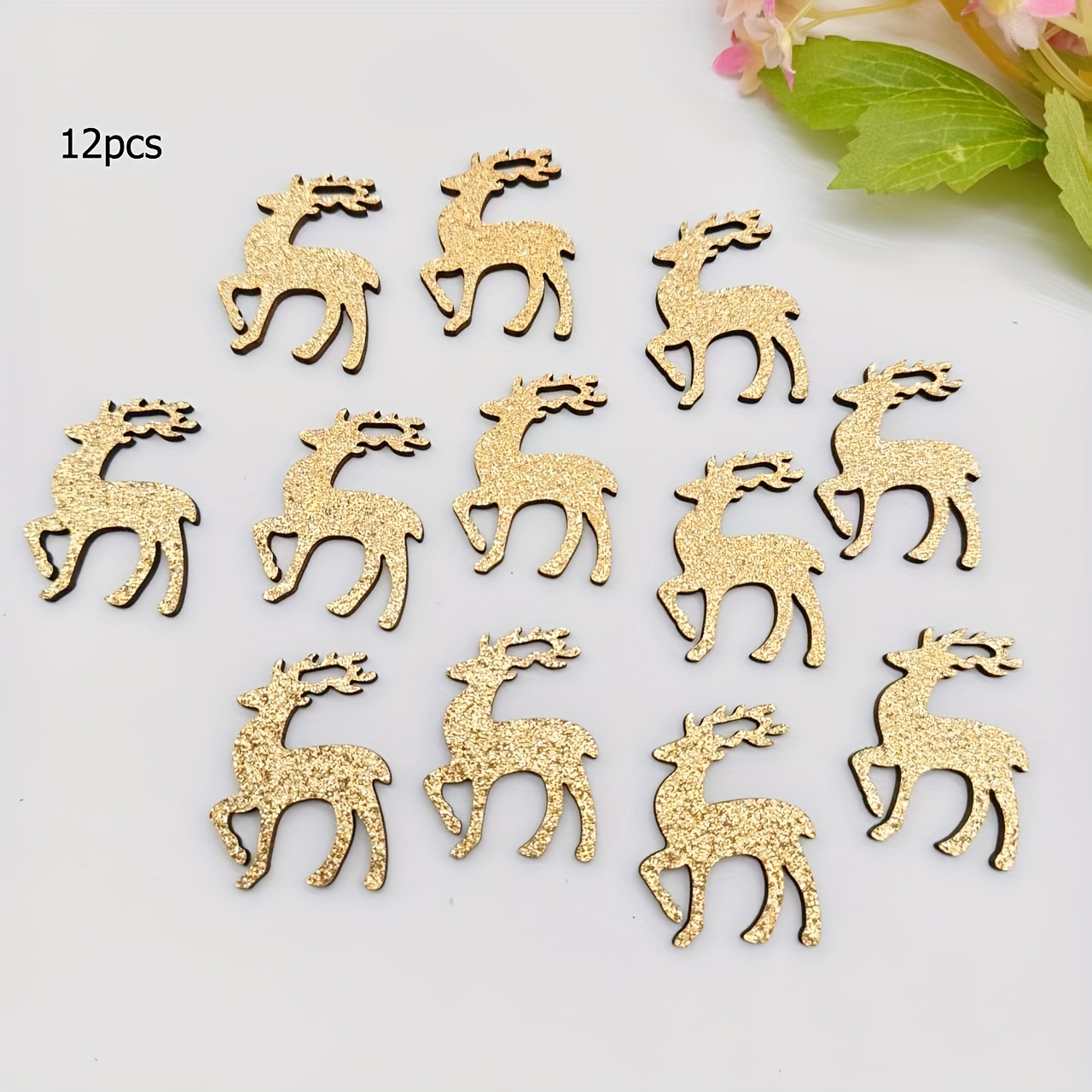 Collectible Figurines, 12 Small Figurine Ornaments, Christmas Reindeer Decorations In Golden/silvery/, Suitable For Christmas Party Decor