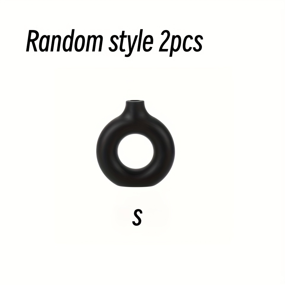 TEMU 2pcs Bohemian Geometric Hollow Round Vases - Durable Plastic, Black & White, Room Decor, Flower Vases, No Electricity Needed, Flower Vases Home