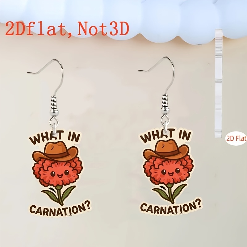 2D Flat Cowboy Hat Pendant Earrings for Western Style