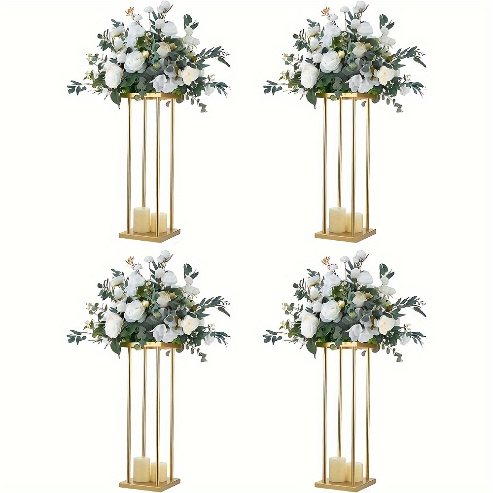 

Pack Of 4 Metal Stand Centerpieces, 23.5 Inches Tall Geometric Flower Vase Flower Rack For Party Home Decoration