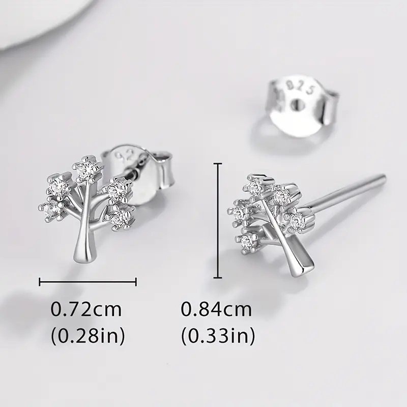S925 Sterling Silver Five Star Sapling Earrings Women's Jewelry Gift