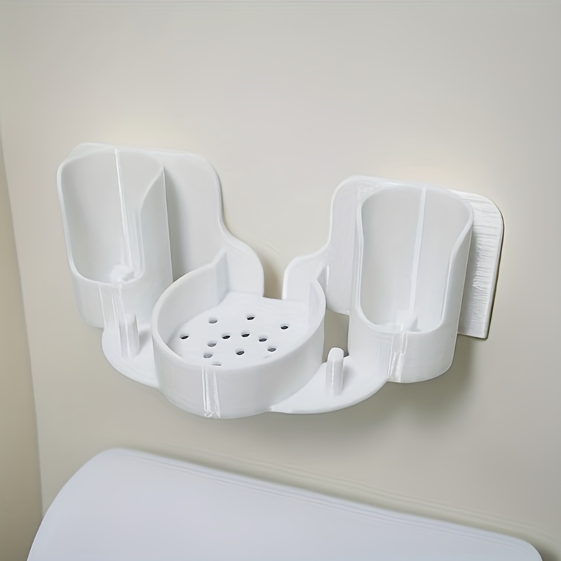 No-drill Adhesive Toothbrush Holder For Oral-b, Strong Stick-on Wall Mount Charging Station For 2 Electric Toothbrushes & Adapter