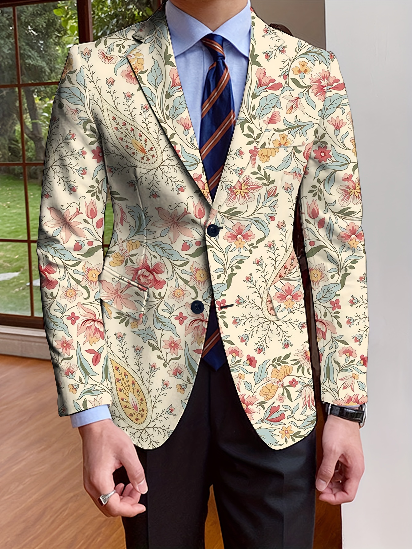 casual fit masculino estampa floral elegante Temu Portugal