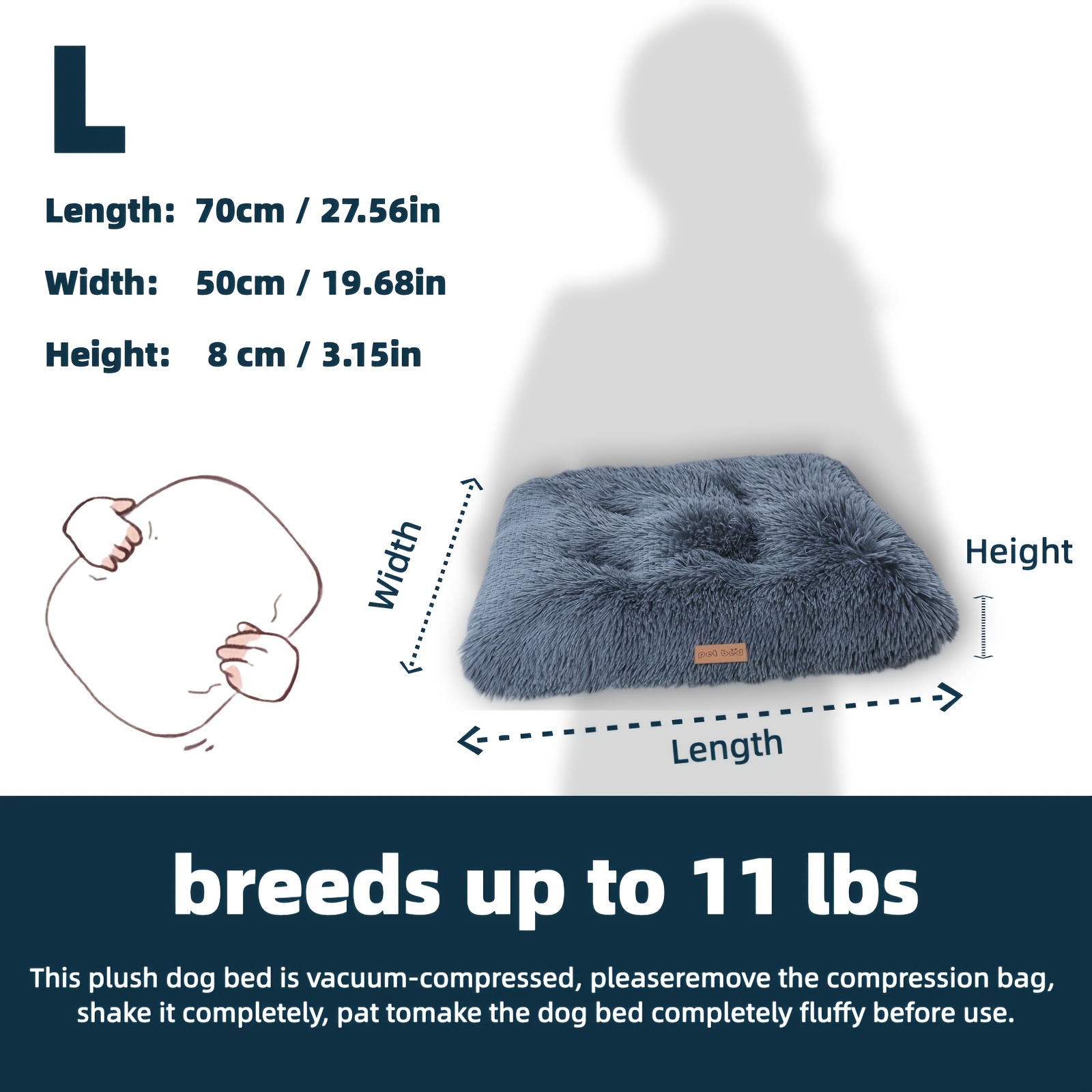 TEMU Tapis de lit pour animal de compagnie en peluche, 1 pièce, chaud et confortable, , à poils et duveteux, convient aux chats et aux chiens, toutes