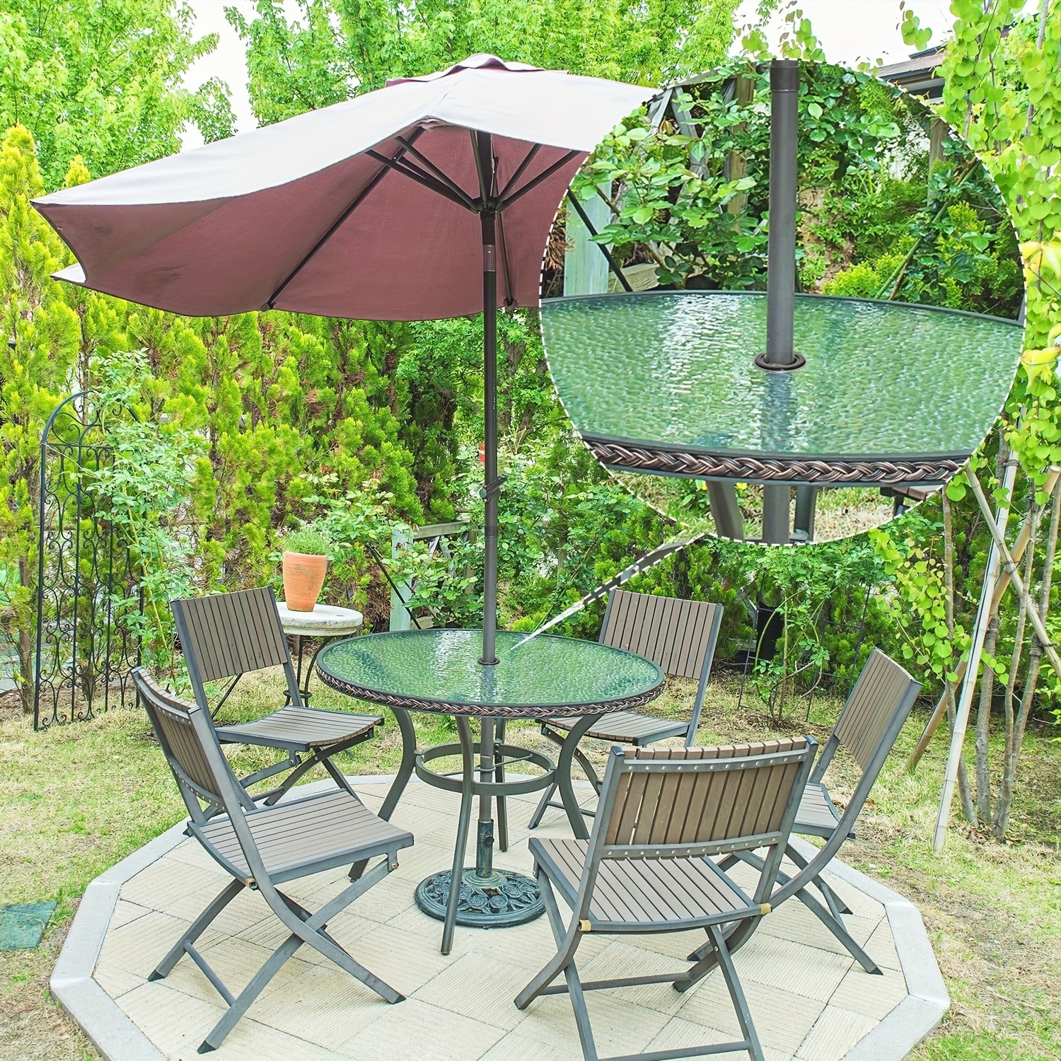 10 ft outdoor patio cantilever offset umbrella 10 ft Cantilever Patio Umbrella with Light, Weight, Offset Hanging Out –  RGD Essentials Market main image 0