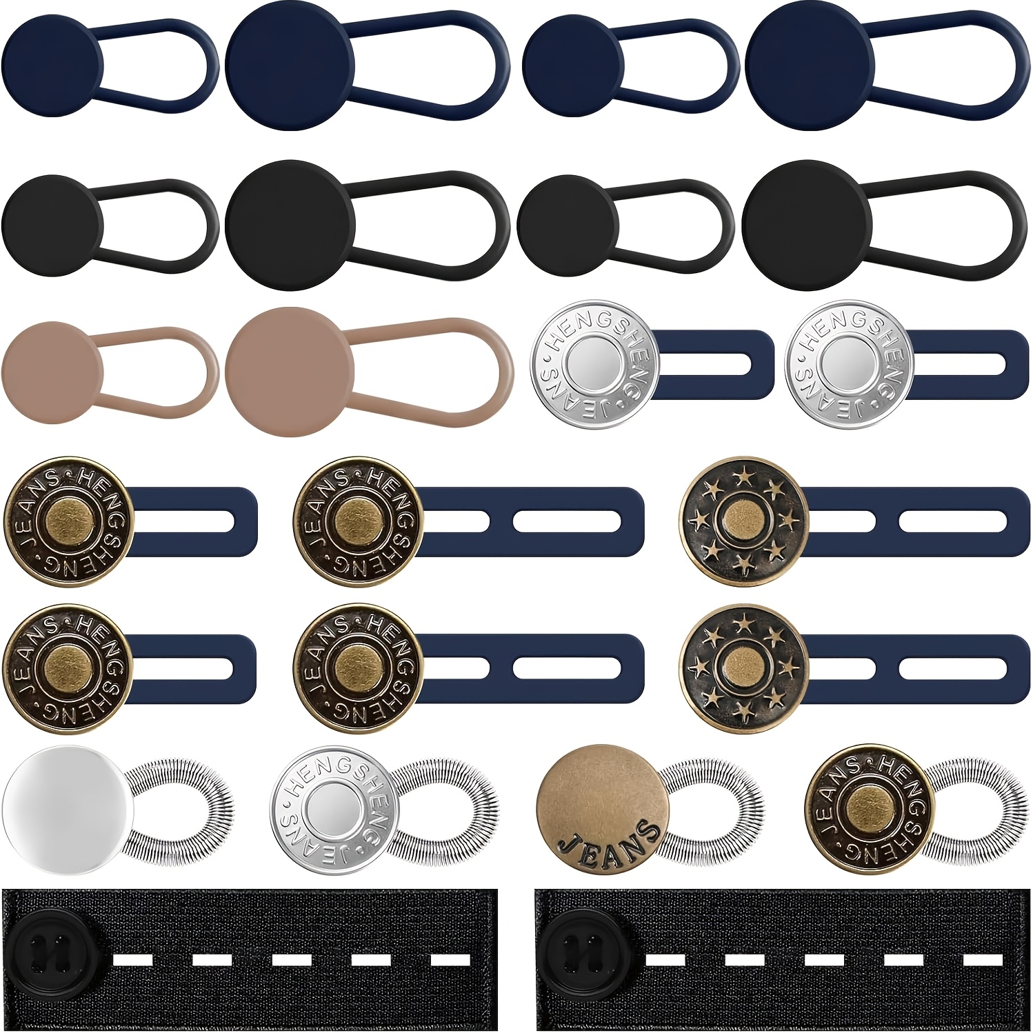 TEMU 24pcs Jeans Button Extenders, Pants Waist Extenders, Women And Men Trousers Button Extenders, Seamless Belt Extenders 1-1.8 Inches For Jeans