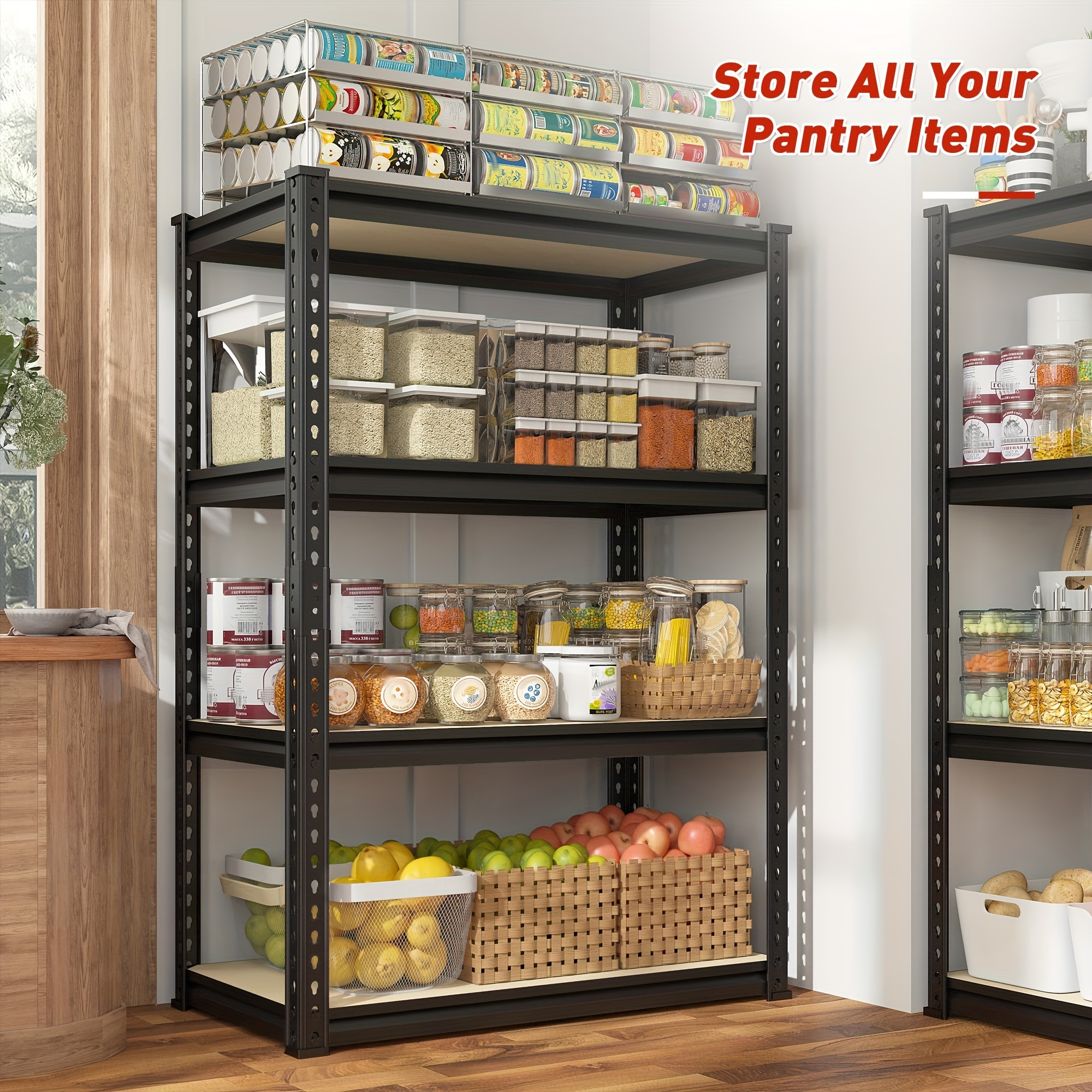 

Storage Shelves Garage Shelving 1600lbs Metal Shelves Adjustable Pantry Shelves 4 Tier Garage Shelves Heavy Duty Shelving Metal Shelving For Closet Kitchen Office Home 23.62"w×11.81"d×56.69"h