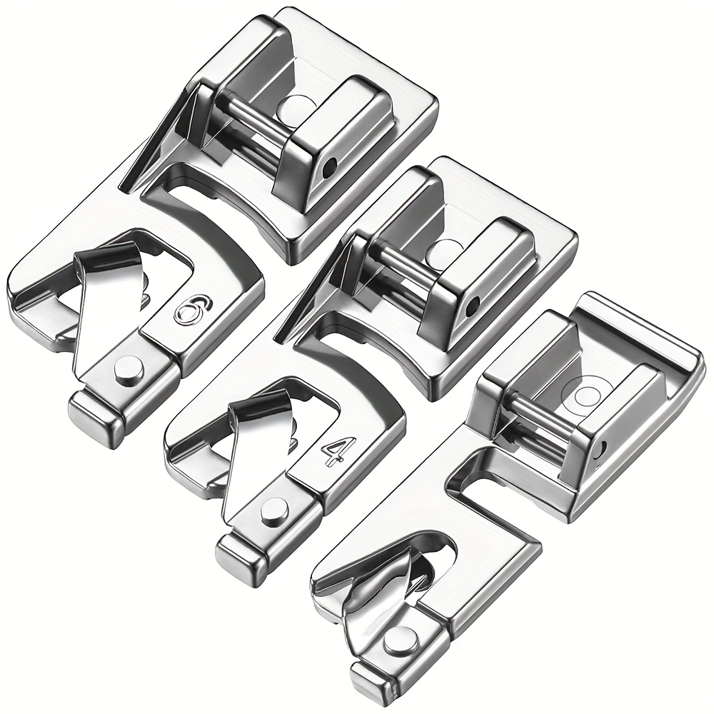 

3pcs/set Narrow Hem Presser Foot 3mm/4mm/6mm, Suitable For Singer Brother All Low Shank Insert Sewing Machine Accessories