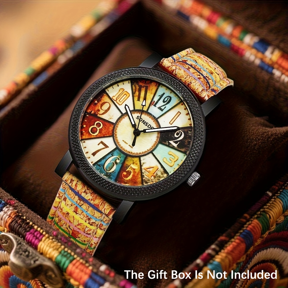 Image of 1pc Fashionable New Unisex Bohemian Quartz Watch, Daily Wear, Party, Valentine's Day, Easter, Ramadan, Halloween, Christmas, New Year's For Gifting , Suitable For Daily Wear Eid