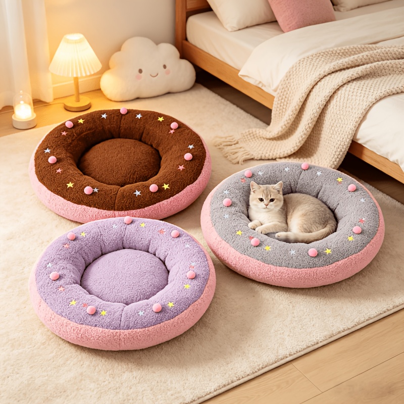 cat bed sleeping bag semi enclosed creative shaped sleeping bag pet nest for cats and dogs separable cushion and bed pet donut flannel fleece lined thickened cross border in stock autumn winter cat bed pet sle Product details 7