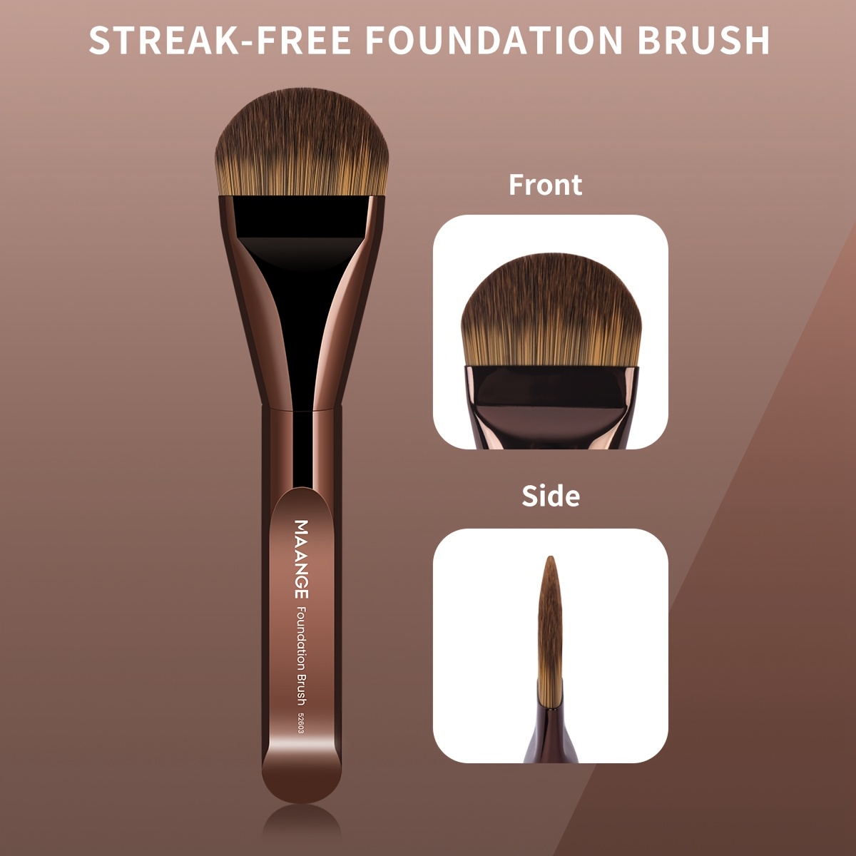 Image of Maange Single Pack Foundation Brush, Aluminum Brush Handle, Makeup Tool, Soft And Dense Bristles, Basic Makeup Brush, High-quality Feel Makeup Brush, A Gift For Women